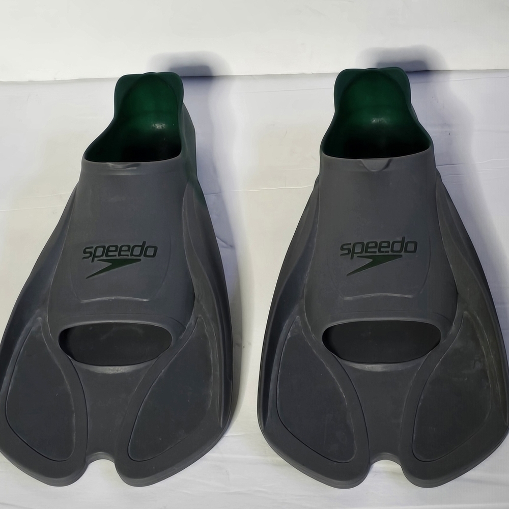 Speedo Biofuse Training Fins Gray & Green Rubber Size 7/8